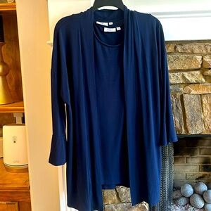 Kim Rogers 2 piece tank w/ cardigan.  Navy blue, light weight stretch very comfy